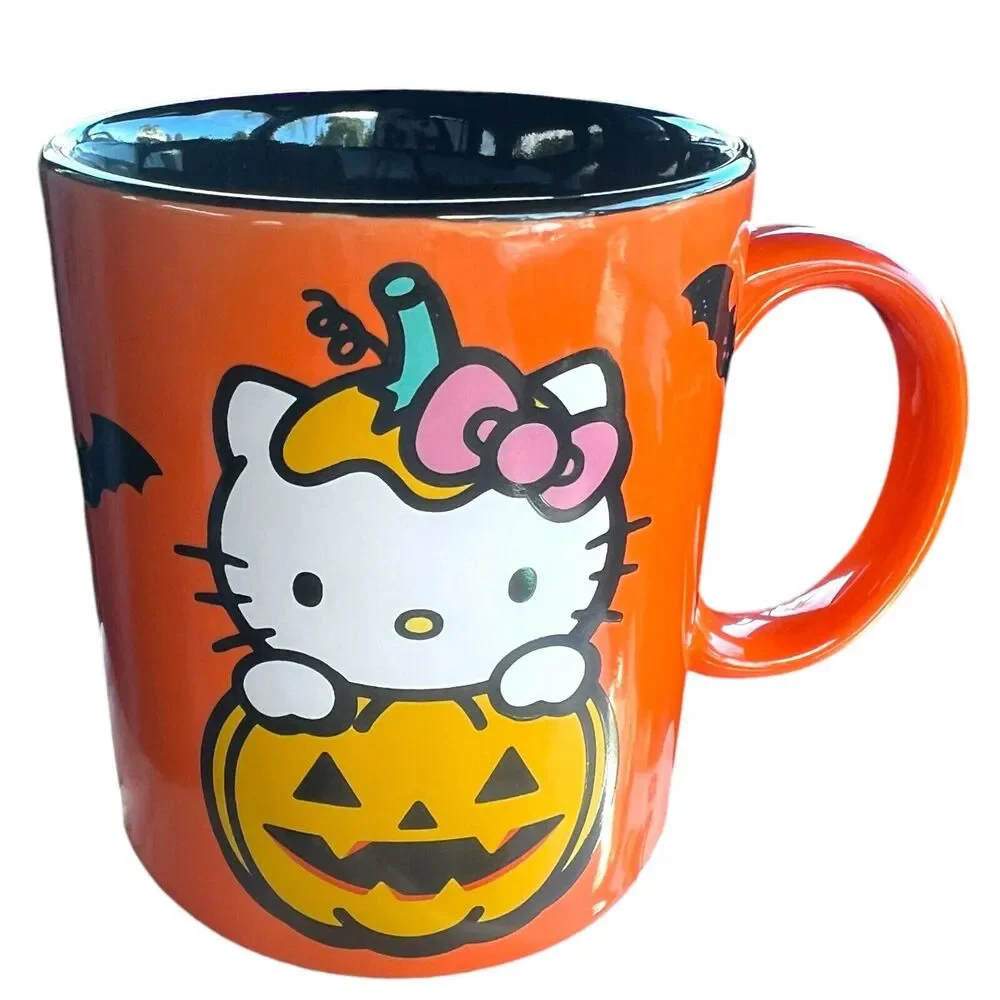 Sanrio Hello Kitty Orange Dual Sided HAPPY HALLOWEEN Mug 24 Oz NEW